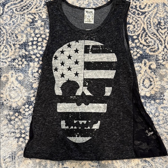 NWT VOCAL Black Skull Graphic Tank Top sz s - Picture 1 of 4